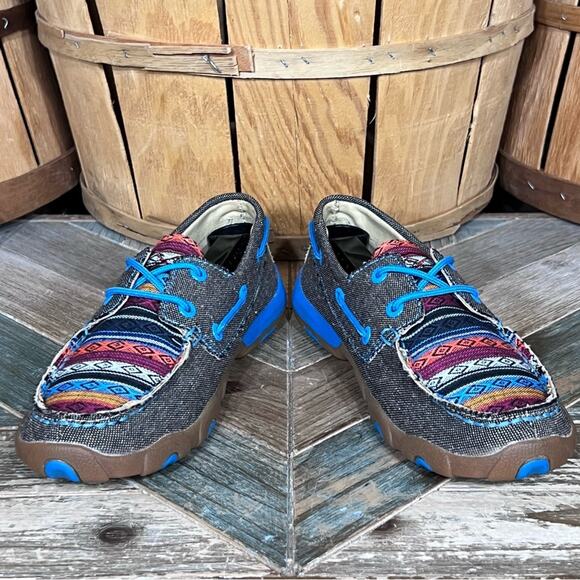Twisted X Dusty Serape Blanket Canvas Boat Shoe Driving Mocs Shoes Womens Size 7 - Picture 7 of 12
